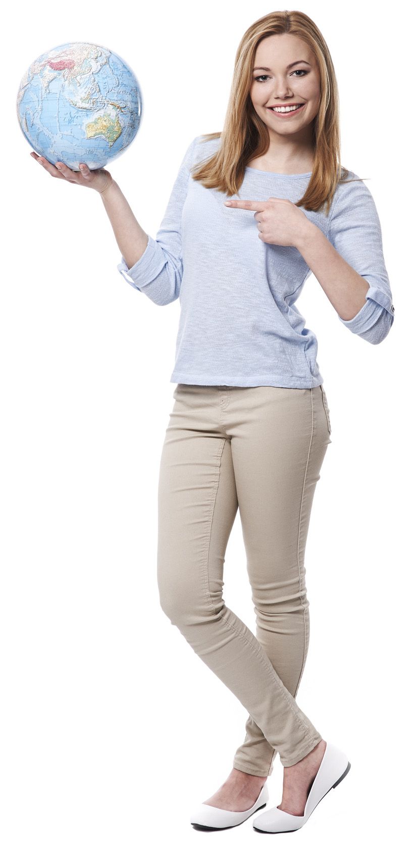 woman holding globe